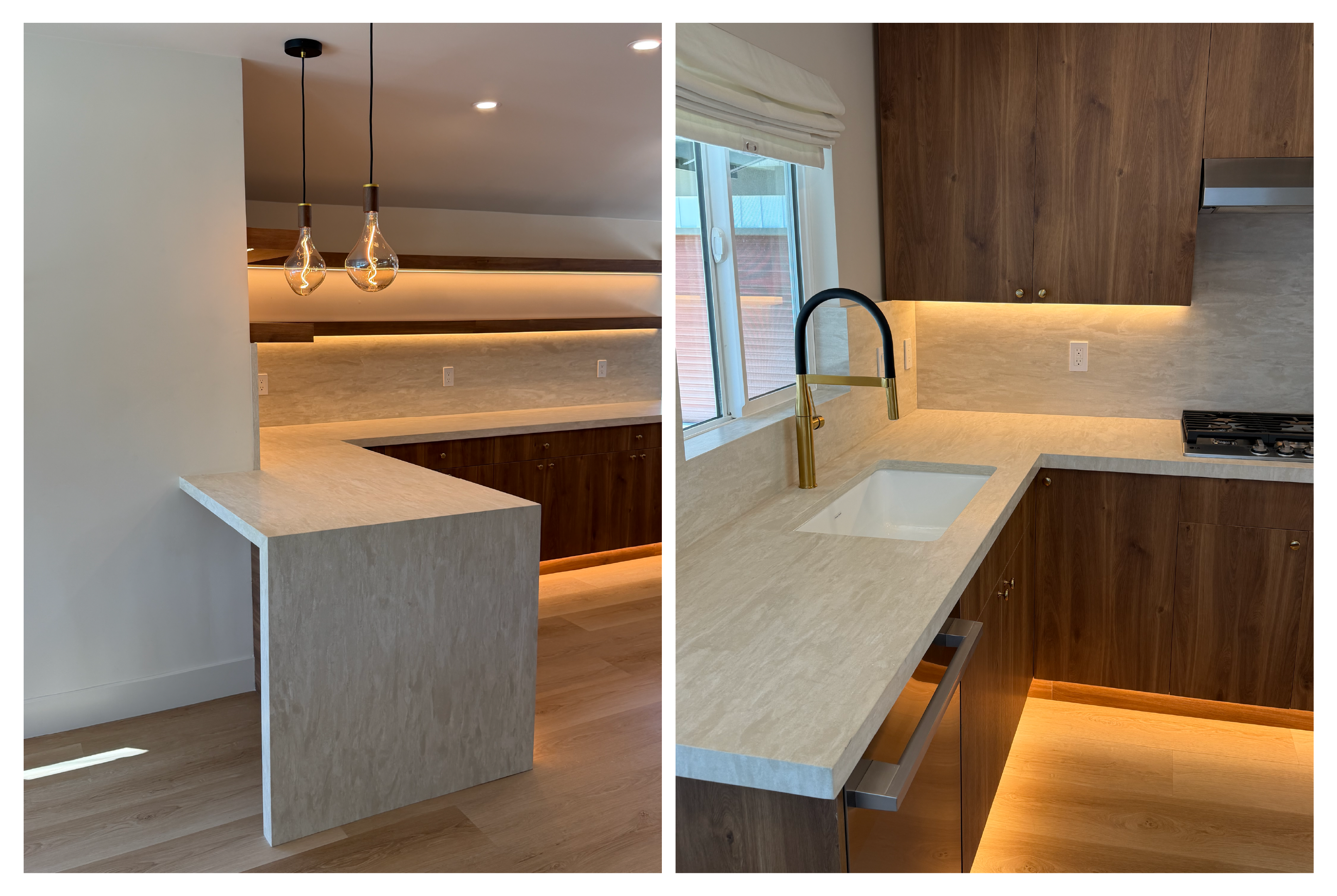 A Warm Contemporary Kitchen Featuring HanStone Cremosa Leather