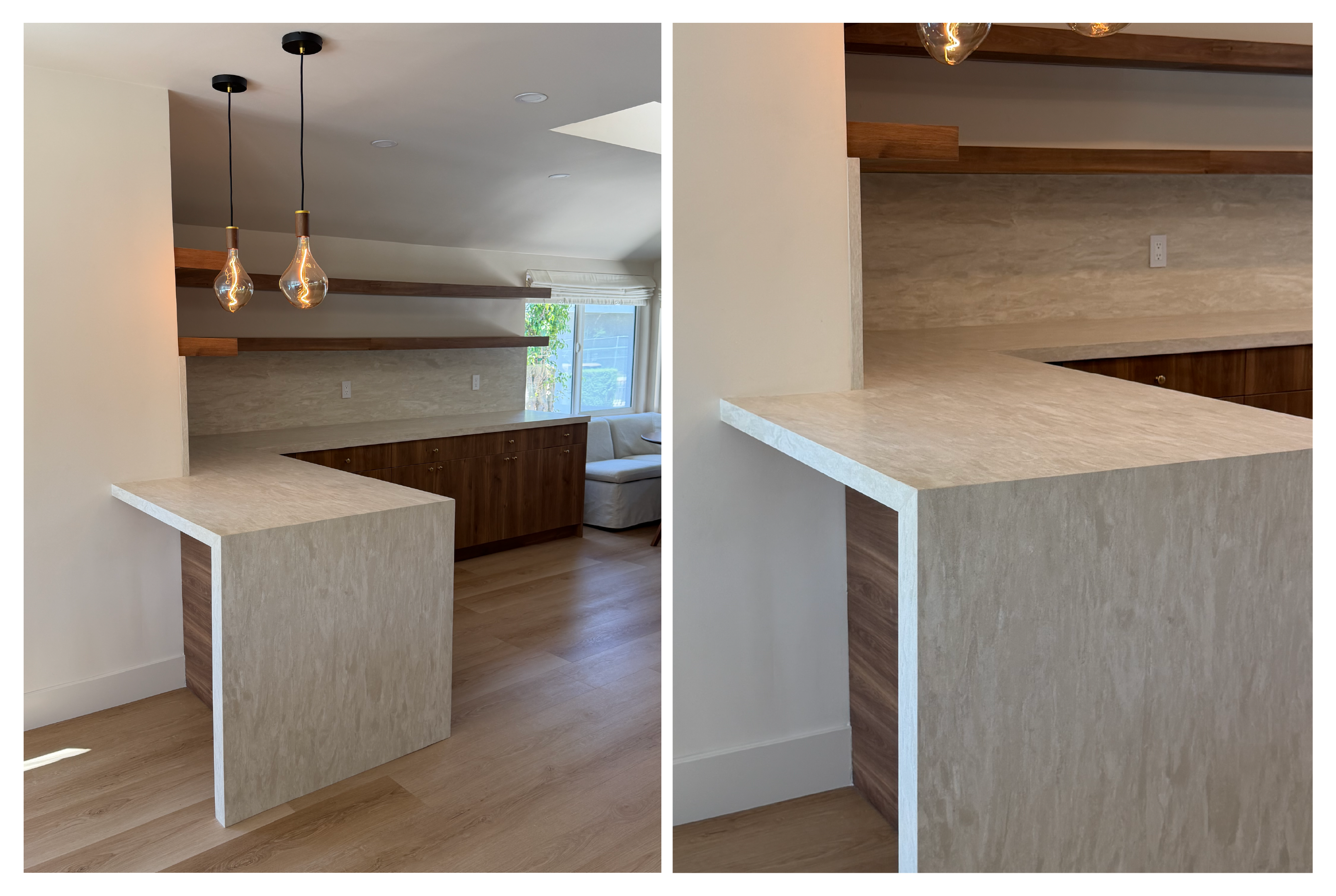 A Warm Contemporary Kitchen Featuring HanStone Cremosa Leather