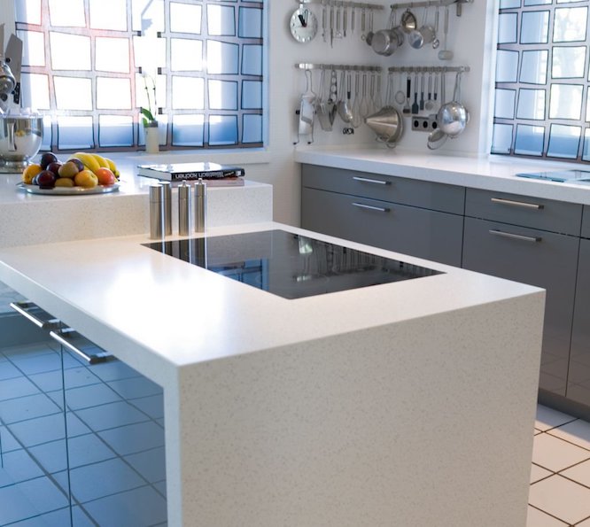 Alaska by Hanex Solid Surfaces on residential kitchen island