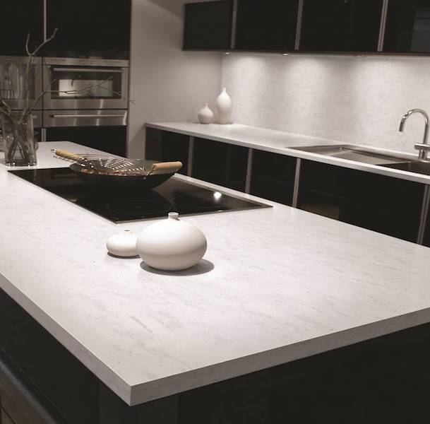 Hanex Solid Surfaces Cascade Cream in residential modern kitchen