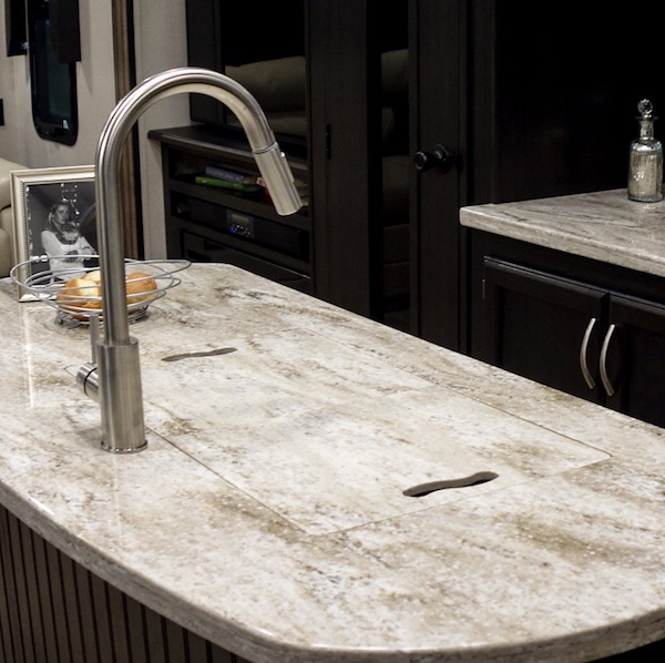 Mountain Frost by Hanex Solid Surfaces on RV sink