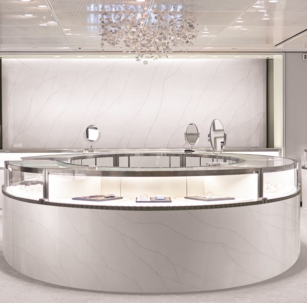 Venato Snow by Hanex Solid Surfaces on jewelry counter