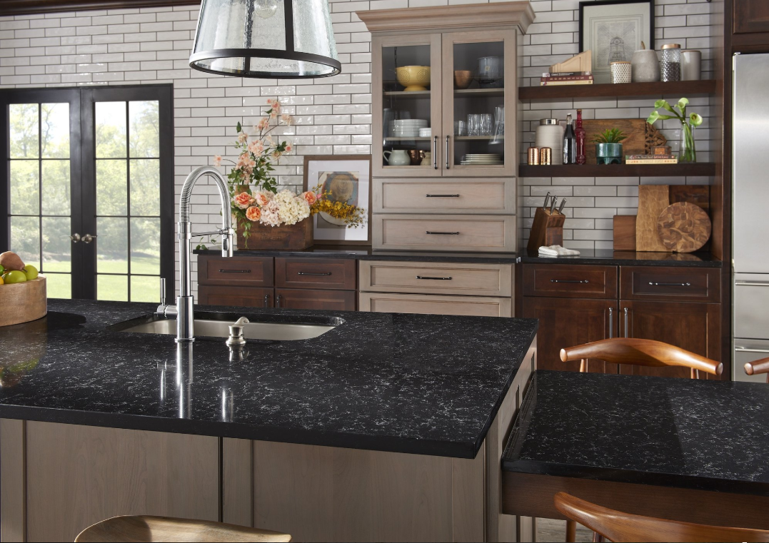 Oak cabinets deals with dark countertops